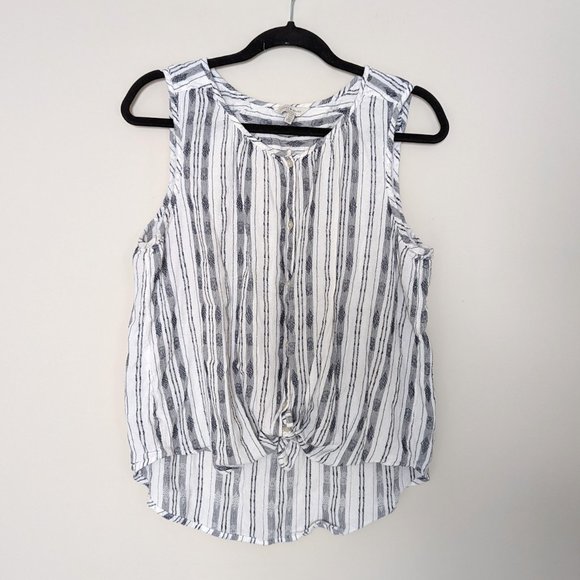 Lucky Brand Tops - Lucky Brand Tie Front Button Striped Tank Top